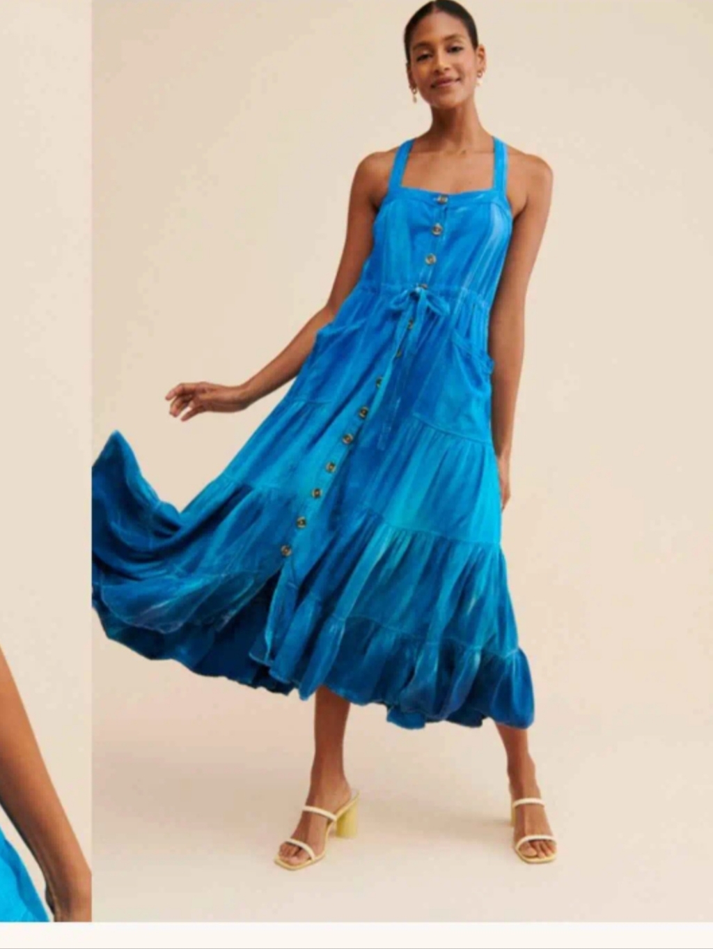 Blue Skies Tierd Button Down Tyedye Dress Free People X Humbee Guc